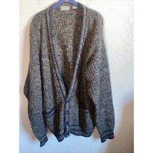 Vintage Christopher Hayes Wool Grandpa Sweater Mens XL Tennis Cardigan Argyle